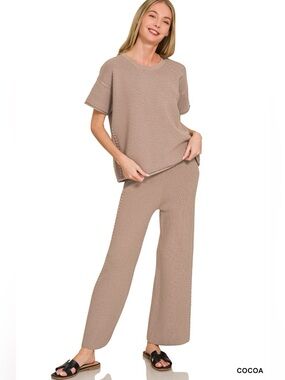 Viscose Round Neck Top & Pants Set